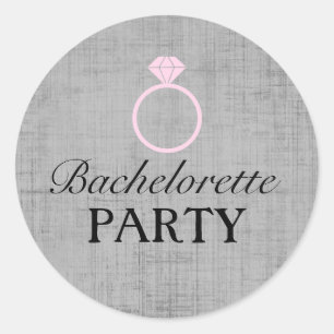Pink & Grey Ring Design Bachelorette Party Sticker