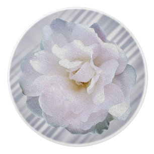 Pink grey rose ceramic knob