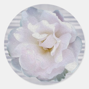 Pink grey rose classic round sticker