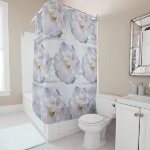 Pink grey rose shower curtain
