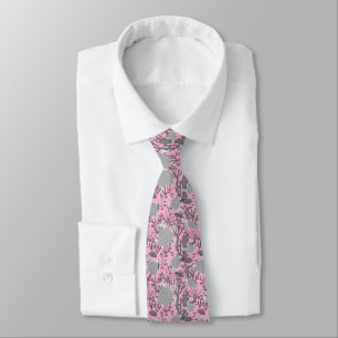 Pink Grey Sea Turtle Pattern Wedding Tie