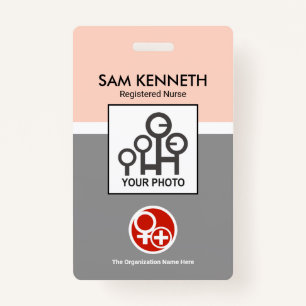 Pink Grey Shade Columns Company Photo Template ID ID Badge
