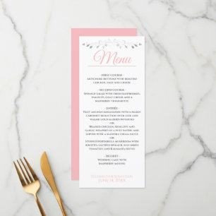 Pink & Grey Simple Elegant Wedding Menu