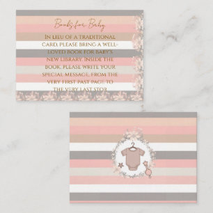 Pink Grey Stripes Books for Baby Card