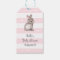 Pink Grey Stripes Bunny Heart Gift Tag