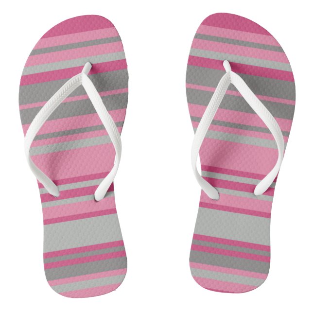 Pink Grey Stripes Jandals (Footbed)