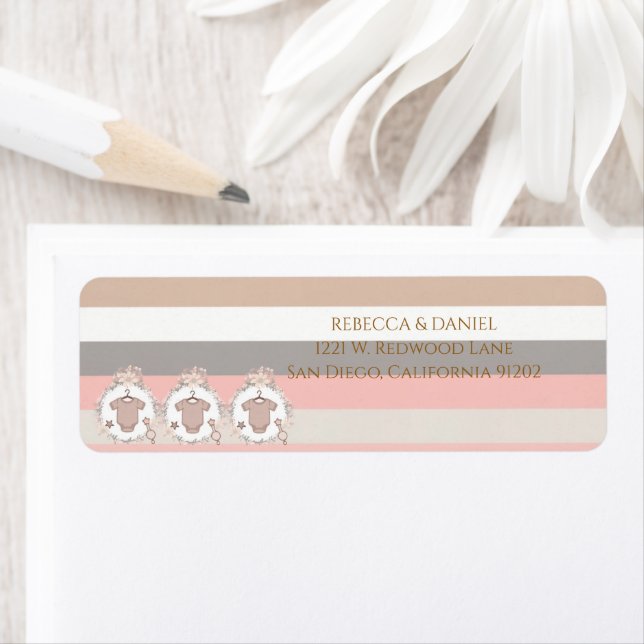 Pink Grey Stripes Wreath Address (Insitu)