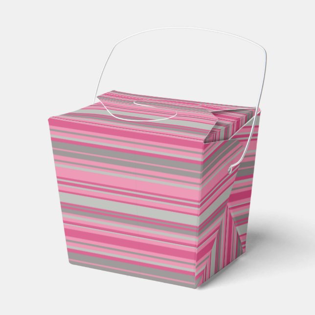 Pink Grey Strips Favour Box (Front Side)