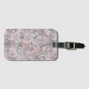 Pink ,grey ,stylish ,large ,flowers, pink flowers, luggage tag