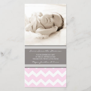 Pink Grey Thank You Baby Shower Photo Cards