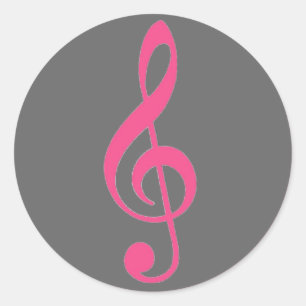 Pink grey treble clef music stickers