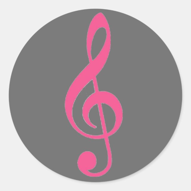 Pink grey treble clef music stickers (Front)
