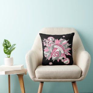 pink grey volleyball blowout girls sports decor cushion