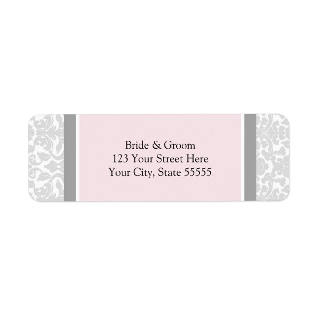 Pink Grey Wedding Custom Return Address Labels (Front)