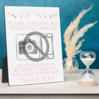Pink & Grey Wedding No Phones or Cameras Sign