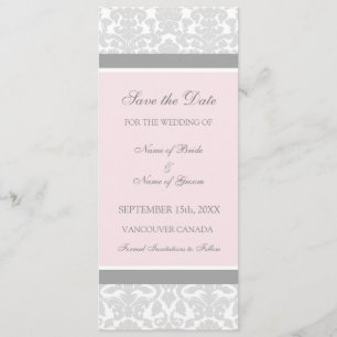 Pink Grey Wedding Save the Date Card