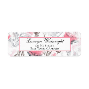 Pink Grey White Abstract Floral Personalised