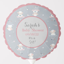 Pink Grey White Baby Lambs - Baby Shower