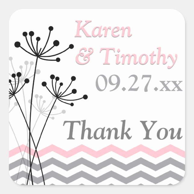 Pink, Grey, White Floral Chevron Stripes Sticker (Front)