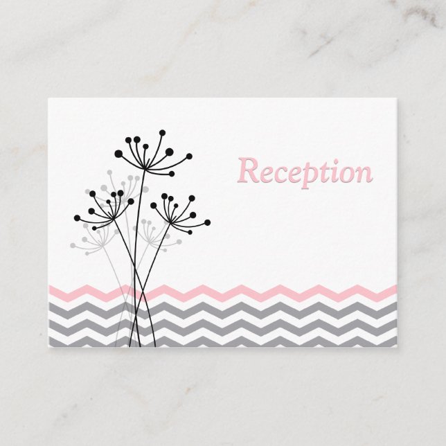 Pink Grey White Floral Reception Enclosure Card (Front)