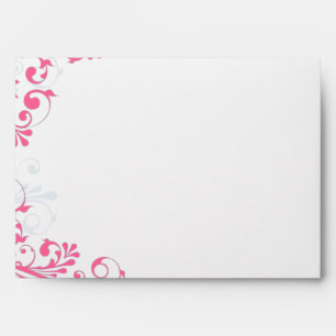 Pink, Grey, White Floral Wedding A-7 Envelopes