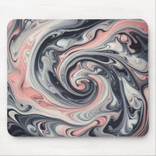 Pink, Grey, White, Liquid Marble Mouse Pad