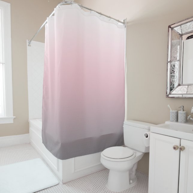 Pink Grey White Ombre Shower Curtain (In Situ)