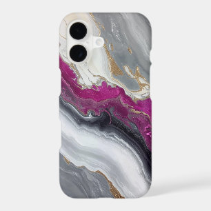 Pink Grey White Stone Marble Print iPhone 17 case