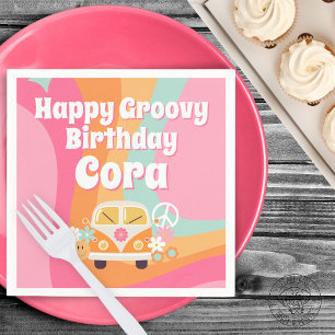 Pink Groovy Birthday Napkin