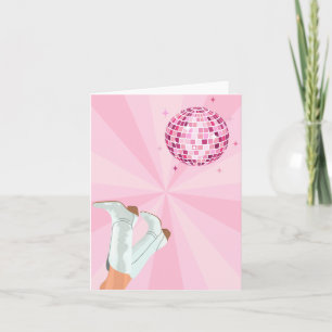Pink groovy boots disco ball  card