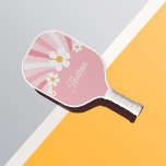 Pink Groovy Daisy Retro 70s Add Custom Name Girly  Pickleball Paddle<br><div class="desc">This cute paddle,  featuring groovy illustration,  daisy & custom name would make a wonderful gift for sport lover! Easily add the desired name by clicking on the "personalise" option.</div>
