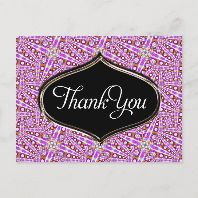 Pink Groovy Disco Pattern Thank You Postcard (Front)