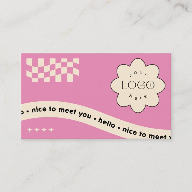 Pink Groovy Editable Business Card for Studio (Front)