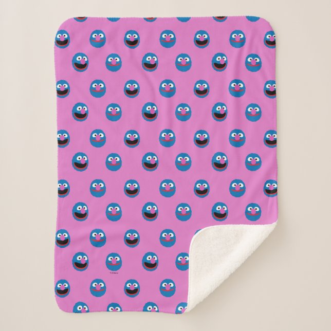 Pink Grover Face Pattern Sherpa Blanket (Front)