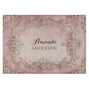 Pink Grunge Antique Frame Decoupage Cutting Board