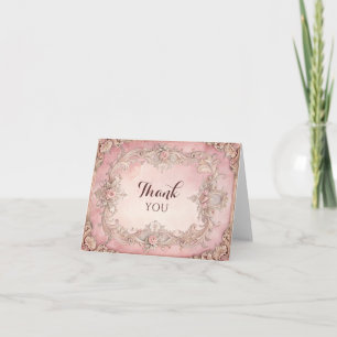 Pink Grunge Antique Thank You  Card