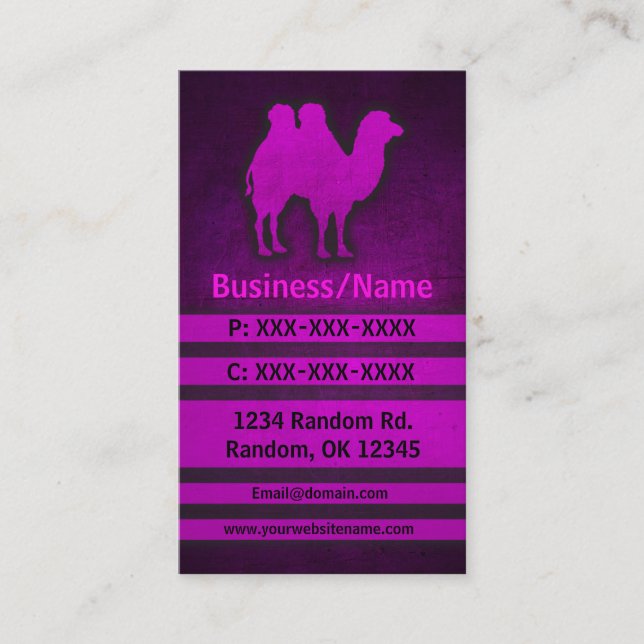 Pink grunge camel custom business cards (Front)