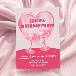 Pink grunge cheers invitation