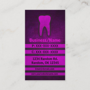 Pink grunge dentist tooth custom business cards