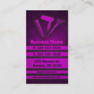 Pink grunge hair tools custom business cards