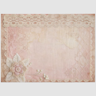 Pink Grunge Handmade Lace Decoupage Tissue Paper