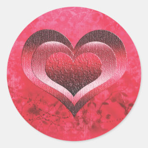 Pink grunge heart classic round sticker