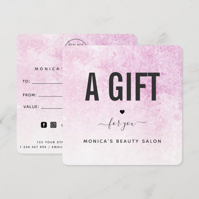 Pink Grunge Modern Trendy Beauty Salon Makeup Hair (Front/Back)