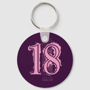 PINK GRUNGE NUMBER 18 KEY RING