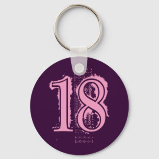 PINK GRUNGE NUMBER 18 KEY RING