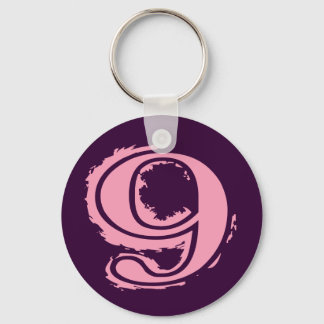 Pink Grunge Style Number 9 Key Ring