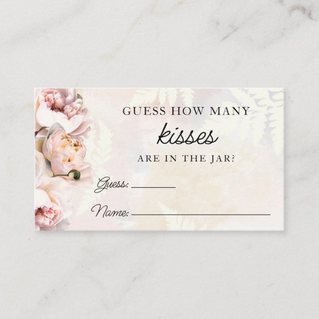 Pink Guess How Many Kisses Bridal Shower Game Card (Front)