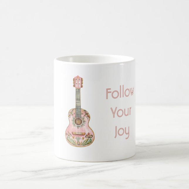 Pink Guitar Follow Your Joy Coffee Mug (Center)