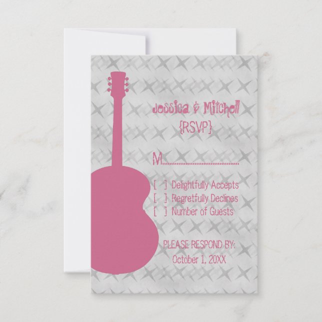 Pink Guitar Grunge Response Card (Front)