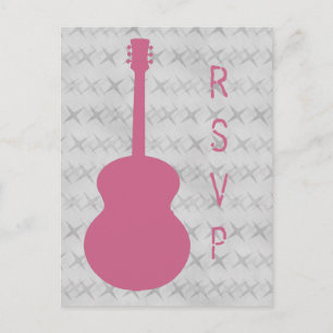 Pink Guitar Grunge RSVP Postcard
